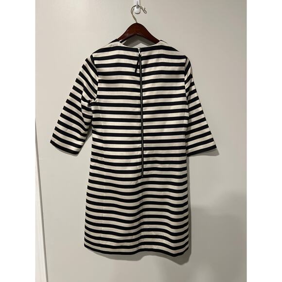 Lands End Silk Blend Black and Cream Stripe Sheath Dress, Size 4, 1317-F - Picture 2 of 4